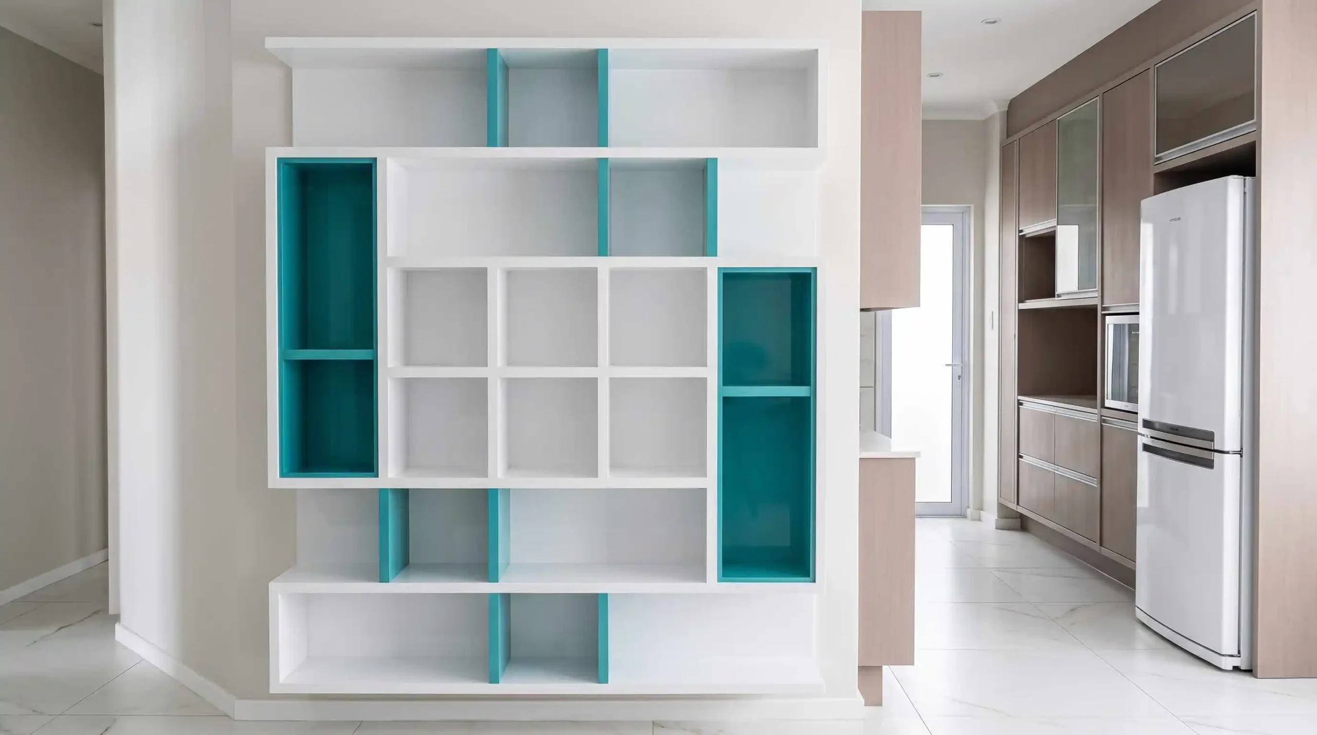 Estante nichos azul turquesa