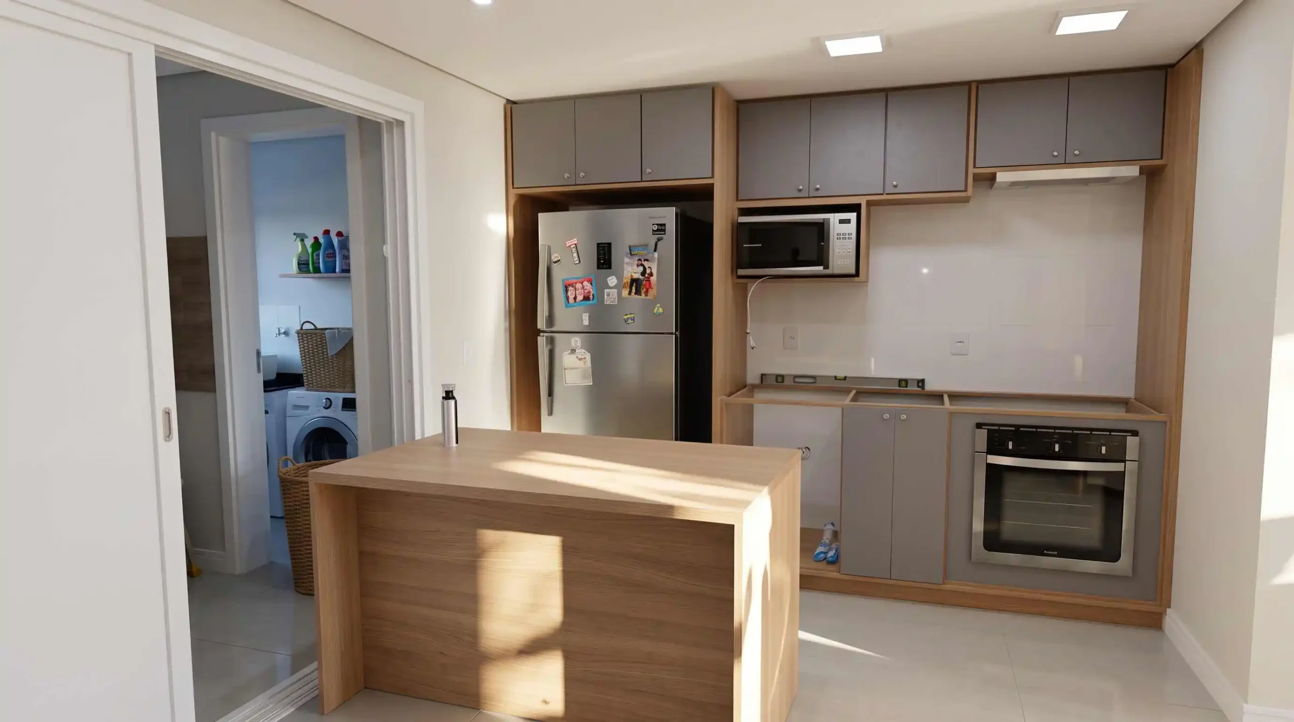 Cozinha Cinza com Ilha